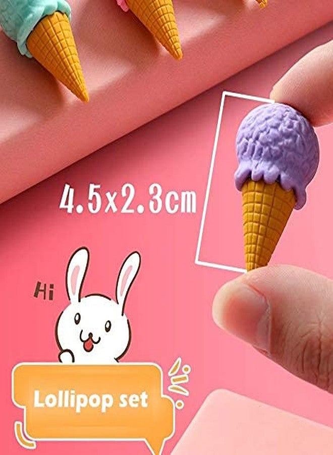 Sellon1 Imported Stuff Cutest Donuts Ice Cream Cone Ice Cream and Lolipop Erasers Set - B’Day Return Gift Party Idea for Kids Birthday (04 Packs/16 PCS./lot) - Image 5